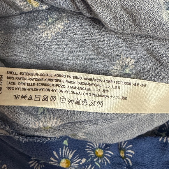 Free People Forties Feels Blue Floral Print Top Bell Sleeve Bodysuit Boho - Picture 13 of 15